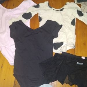 Lot leotards sz 4/5 and skirt